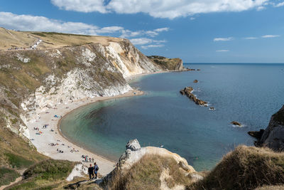 High angle view of beach against sky