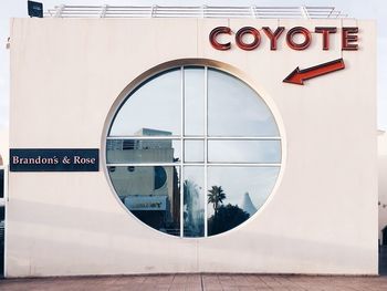 Reflection of text on glass window