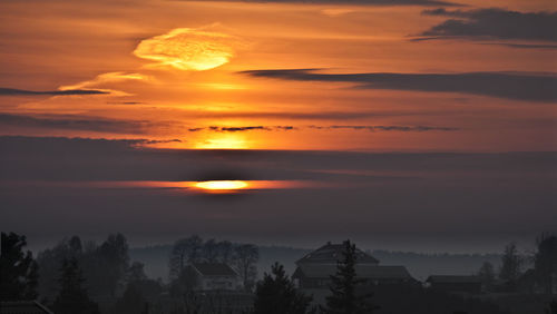 Scenic view of sunset over sea