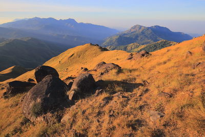 Scenic view of mountains against sky