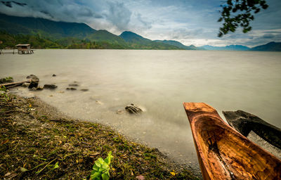 Scenic view of lake against sky