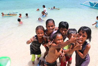 Friends enjoying at beach