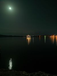 Scenic view of sea against sky at night