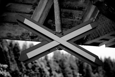 Low angle view of built structure against trees