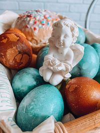 Close-up of easter eggs