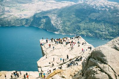 Tourists on rock formation