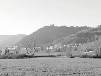 Scenic view of landscape against clear sky