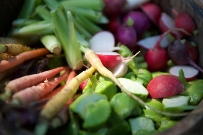 Close-up of fresh vegetables in container