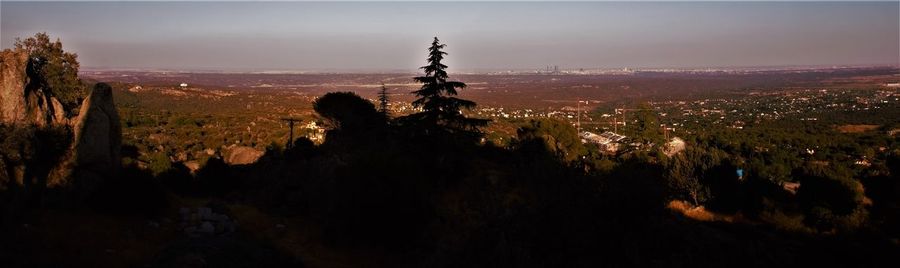 Panoramic view of city during sunset