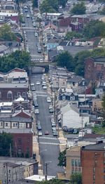 High angle view of buildings in city