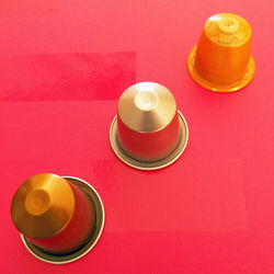 High angle view of coffee on table