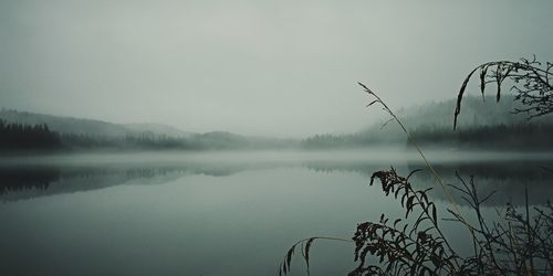 Scenic view of lake against sky