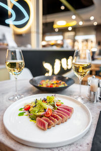 Close-up of food on table