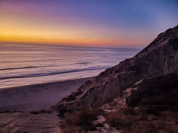 Scenic view of sea against sky at sunset