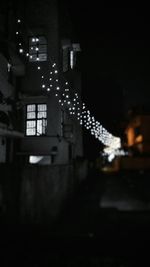 Illuminated building at night