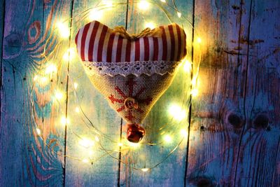 Close-up of illuminated hanging lights