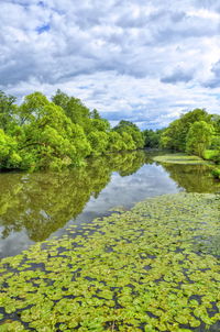 Scenic view of lake against sky