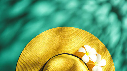 Close-up of yellow hat