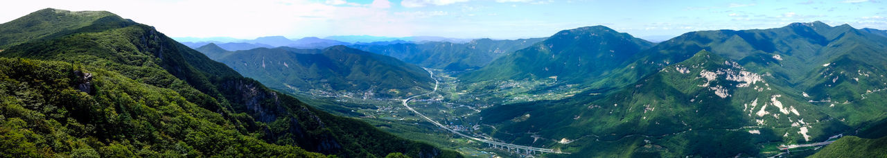 Panoramic view of mountains against sky