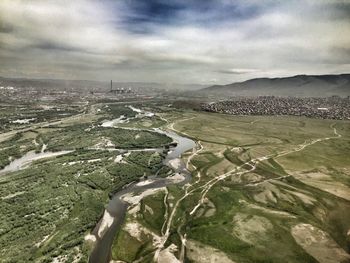 High angle view of landscape against sky