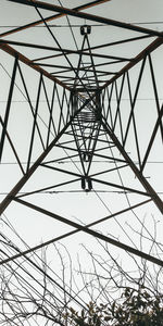 Low angle view of electricity pylon against sky