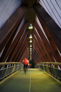 Low angle view of illuminated tunnel