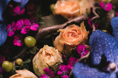 High angle view of rose bouquet