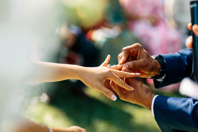 Group of people against blurred background