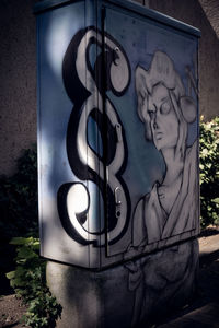 Close-up of statue on wall