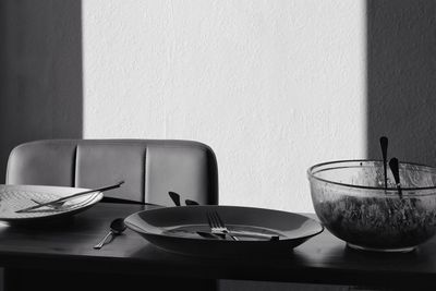 Close up of empty plate on table