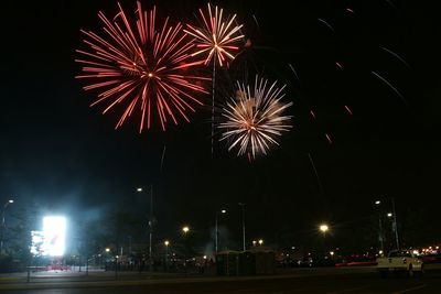 Firework display at night