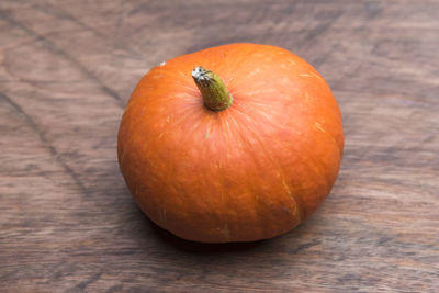 High angle view of pumpkin on table