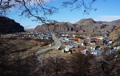 High angle view of townscape against sky