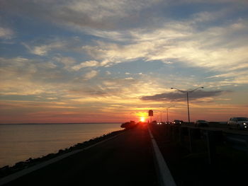 View of road at sunset