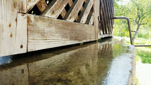 Close-up of wood by river