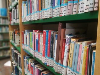 Close-up of books in library