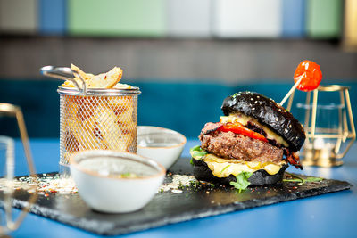 Close-up of food on table