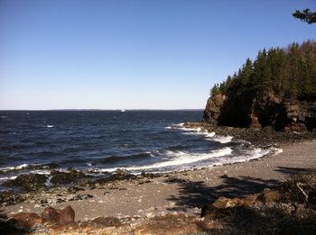 Scenic view of sea against clear sky