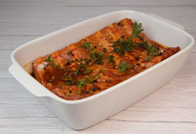 Close-up of food in bowl on table