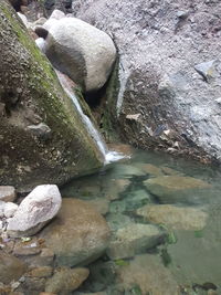 Close-up of rocks in water