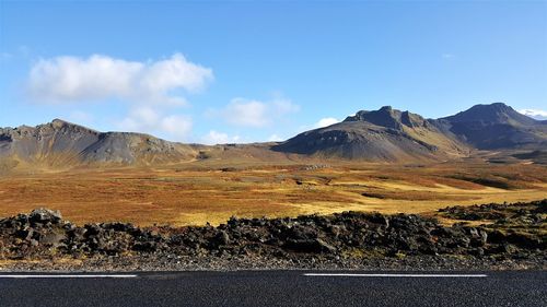 Scenic view of mountains against sky