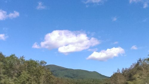 Scenic view of mountains against cloudy sky