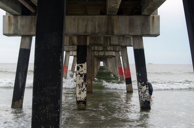 Underneathn view pier by sea