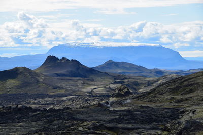 Scenic view of dramatic landscape against sky