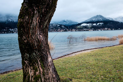 Scenic view of lake against sky