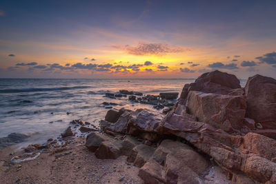 Scenic view of sea against sky during sunset