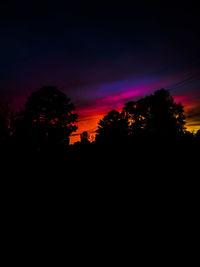 Silhouette trees against sky during sunset