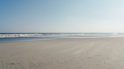 Scenic view of sea against clear sky