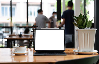 Coffee cup on table