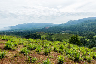 Scenic view of mountains against sky